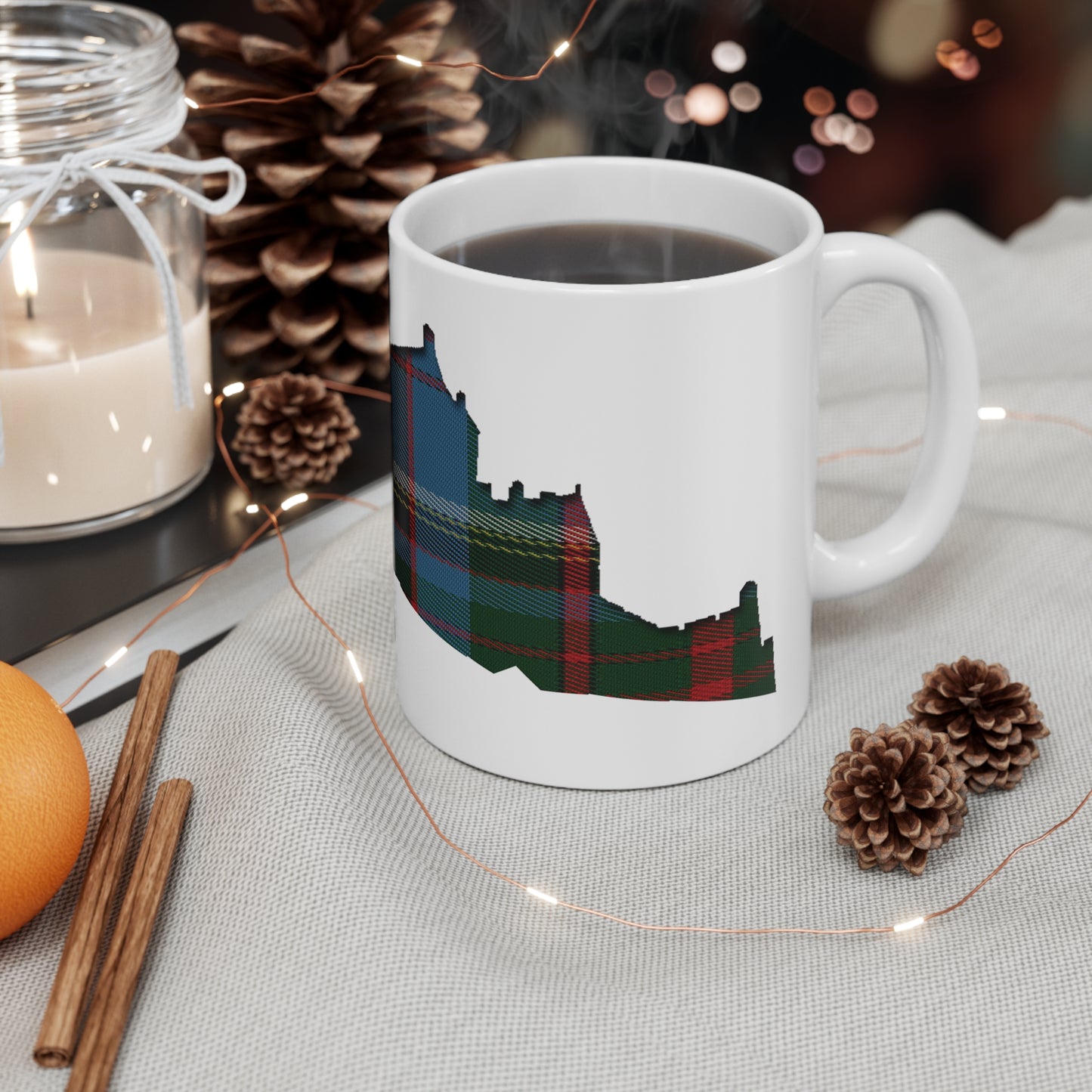 Tartan Edinburgh Castle - Anderson Old Mug, White