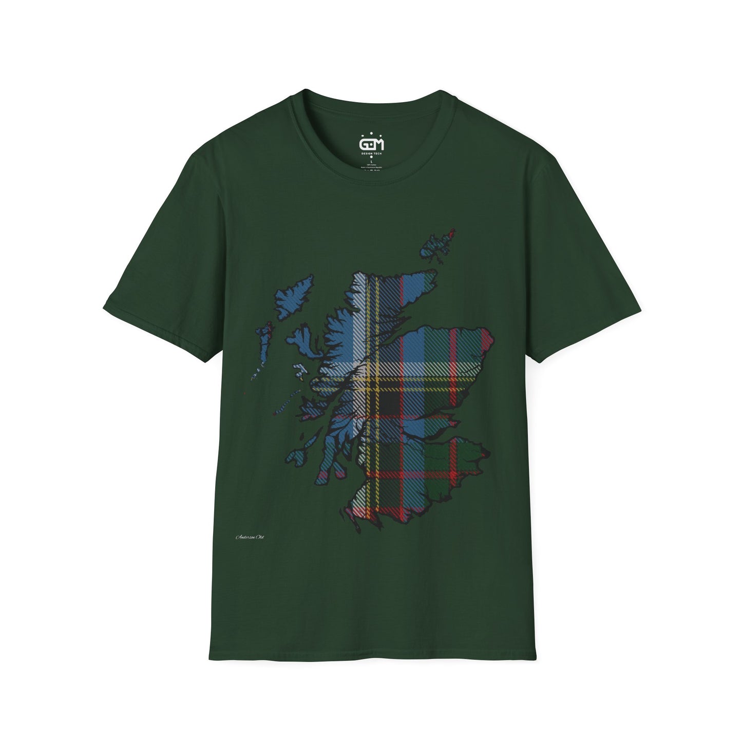 Scotland Tartan Map Softstyle Unisex T-Shirt, Anderson Old Tartan, Various Colours