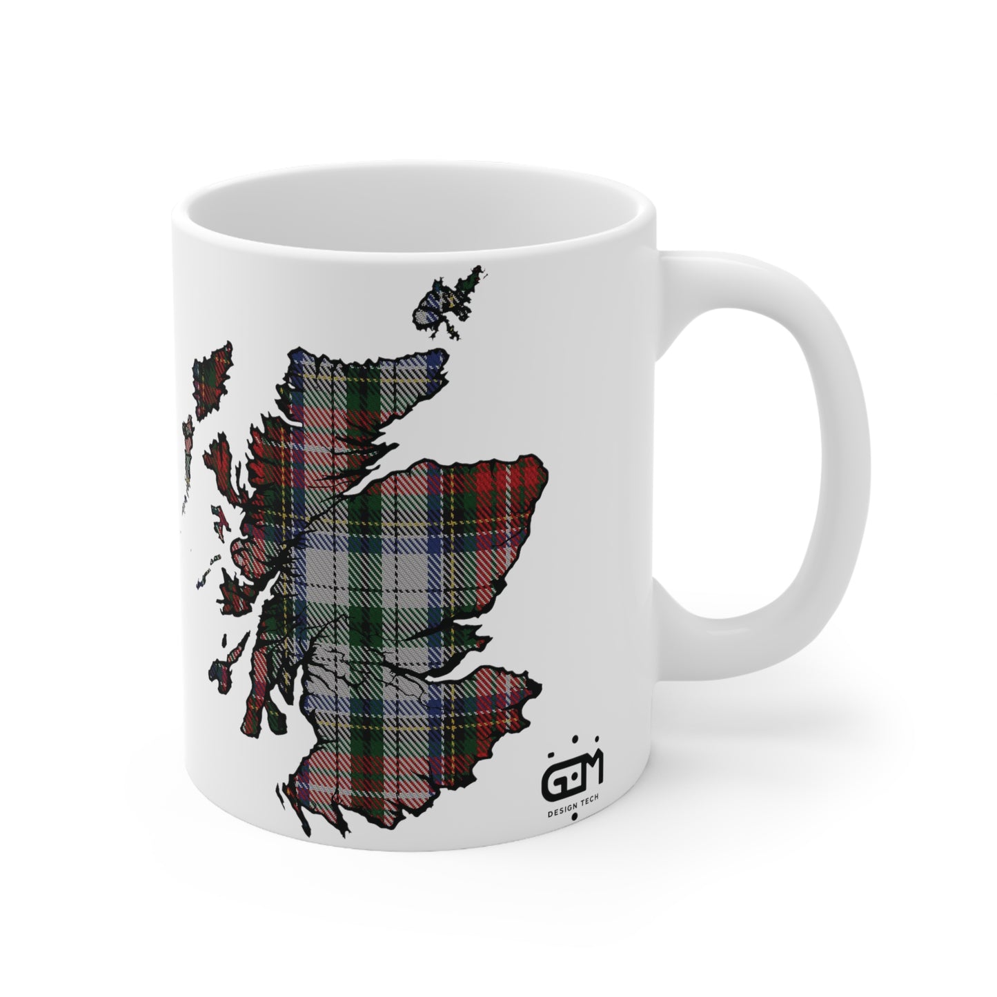 Stewart Tartan Scotland Map Mug, Coffee Cup, Tea Cup, Scotland, White