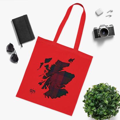 Reversible Scotland Tartan Map Cotton Tote Bag - Lindsay Tartan