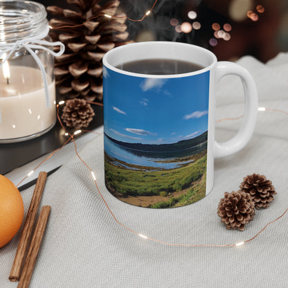 Holy Isle from Arran Photo Mug, White