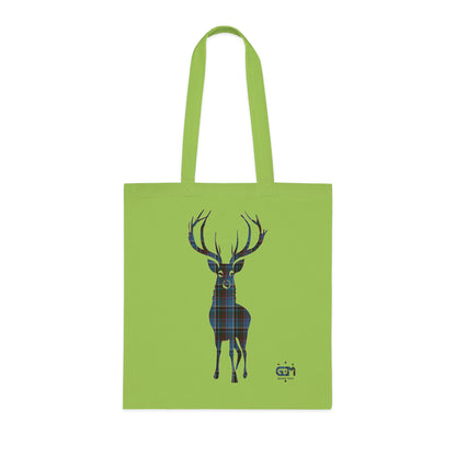 Reversible Scotland Tartan Stag Cotton Tote Bag - Anderson Old Tartan