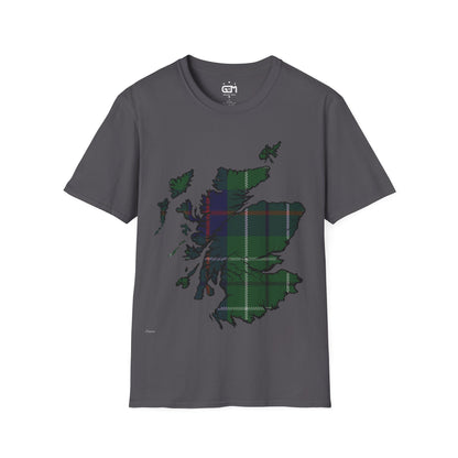 Scotland Tartan Map Softstyle Unisex T-Shirt, Duncan Tartan, Various Colours