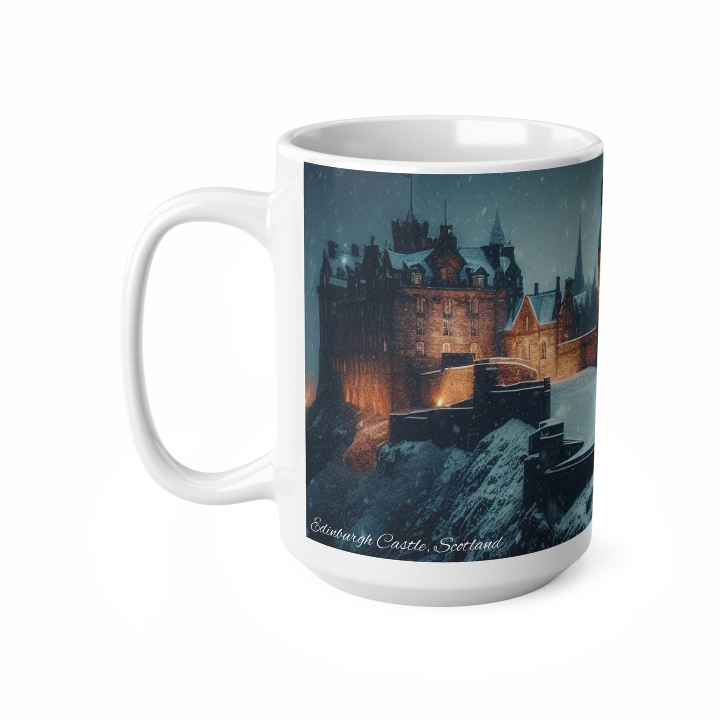 Edinburgh Castle in Winter Mug, Coffee Cup, Tea Cup, Scottish Art, Scottish Landmarks, Scottish Nature, White