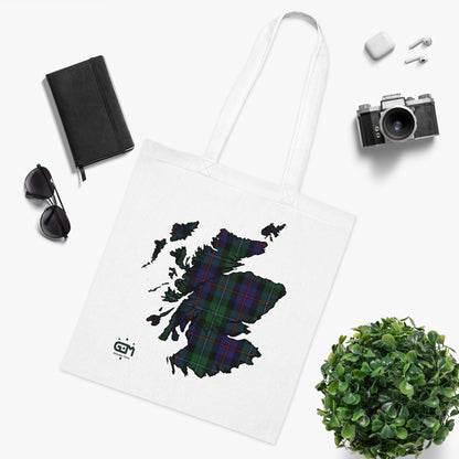 Reversible Scotland Tartan Map Cotton Tote Bag - Argyle Tartan