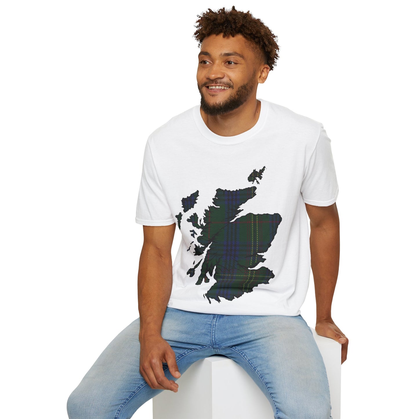 Scotland Tartan Map Softstyle Unisex T-Shirt, Kennedy Tartan, Various Colours