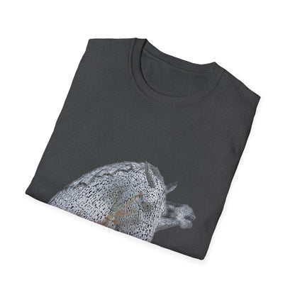 Scottish Kelpies with Meadow No Sky Photo Softstyle Unisex T-Shirt, Scotland Tee