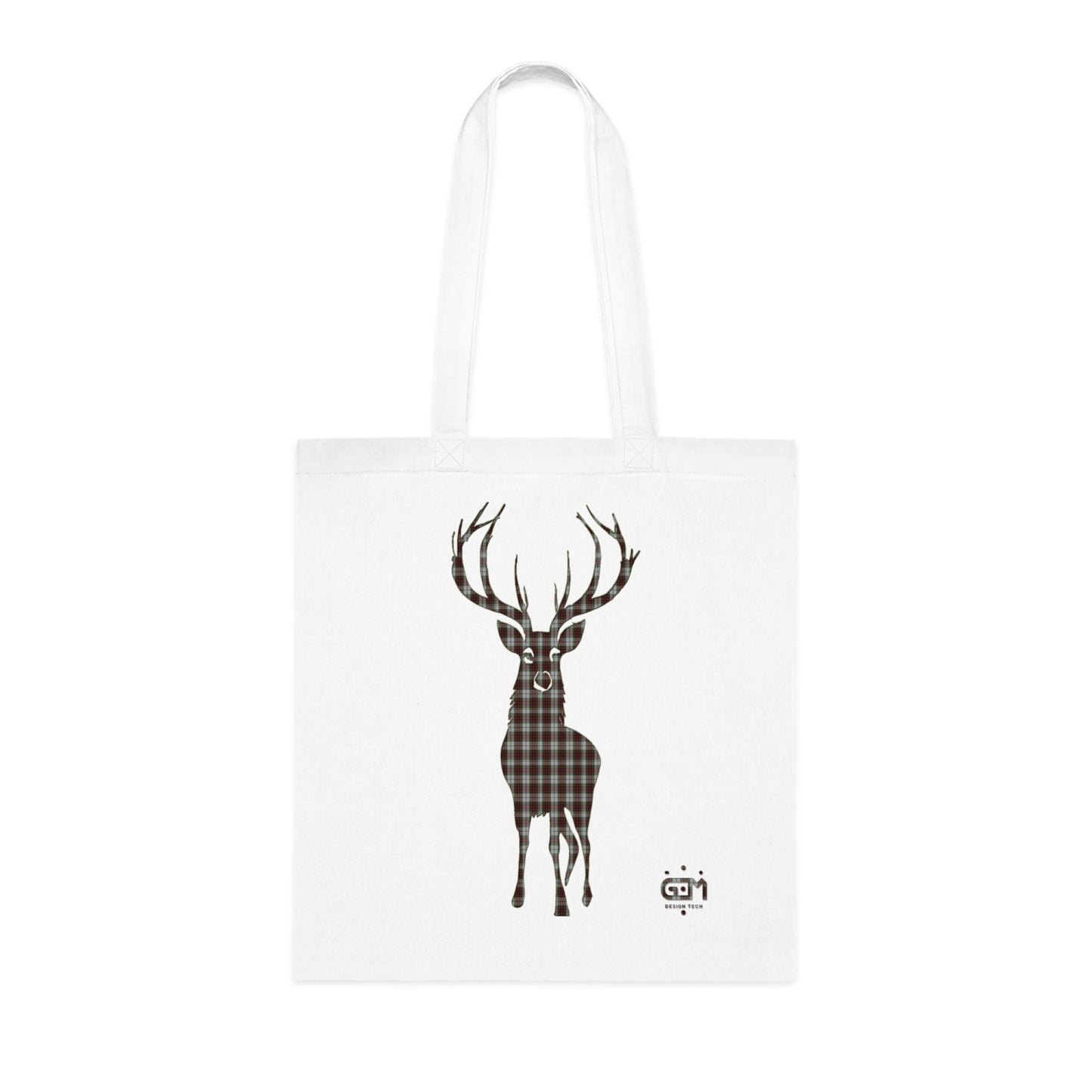 Reversible Scotland Tartan Stag Cotton Tote Bag - Fraser Tartan