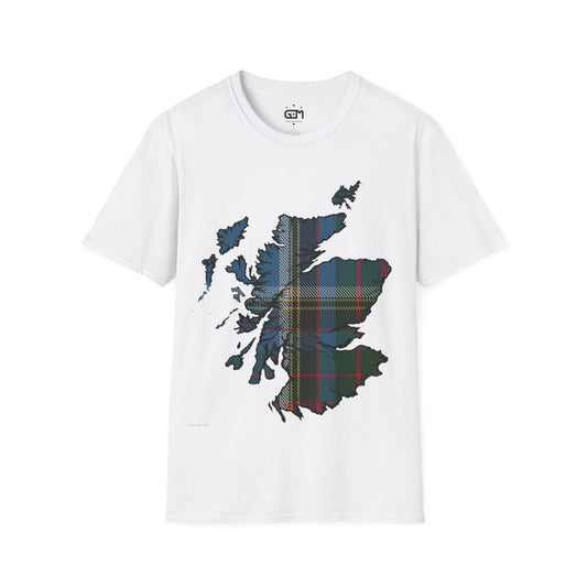 Scotland Tartan Map Softstyle Unisex T-Shirt, Anderson Old Tartan, Various Colours