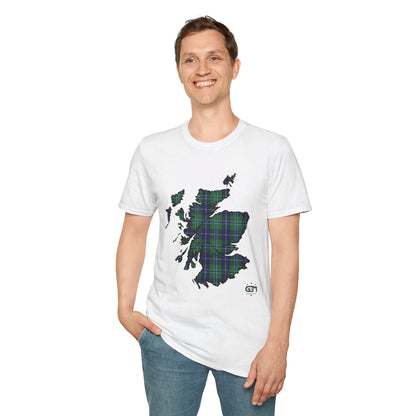 Tartan Scotland Map Softstyle Unisex T-Shirt - Douglas Tartan Tee