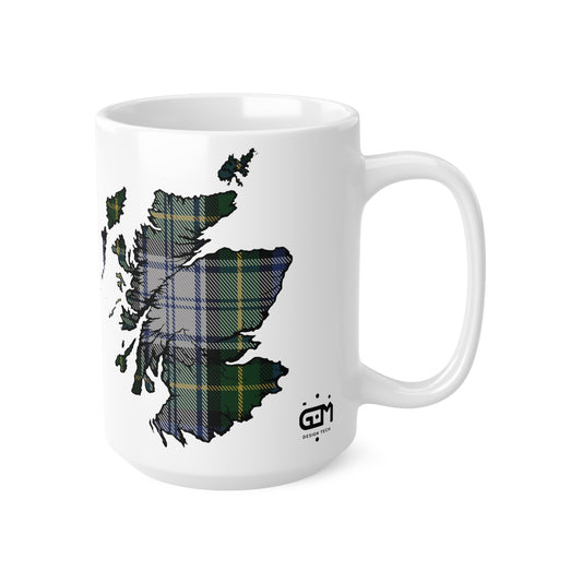 Gordon Dress Tartan Scotland Map Mug, Coffee Cup, Tea Cup, Scotland, White