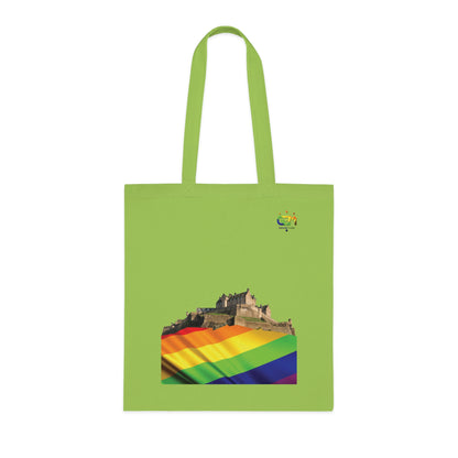 Pride Flag Rock Edinburgh Castle Cotton Tote Bag