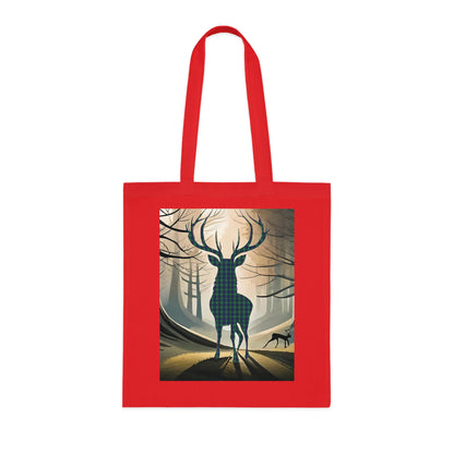 Reversible Scotland Tartan Stag Cotton Tote Bag - Douglas Tartan