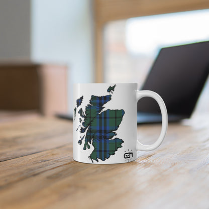 Keith Tartan Scotland Map Mug, Coffee Cup, Tea Cup, Scotland, White