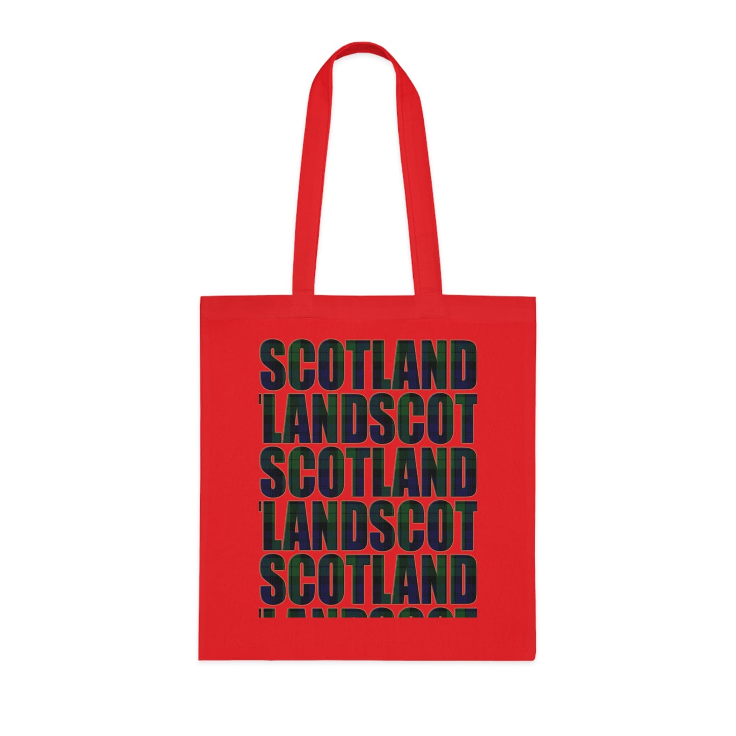 Reversible Scotland Tartan Map Cotton Tote Bag - Black Watch Tartan