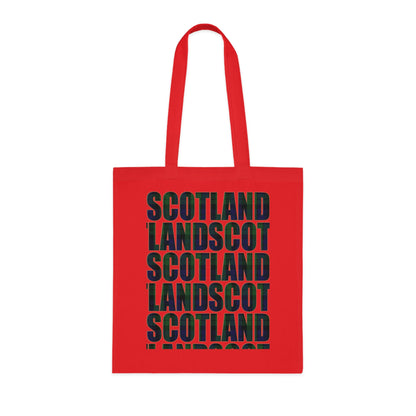 Reversible Scotland Tartan Map Cotton Tote Bag - Black Watch Tartan