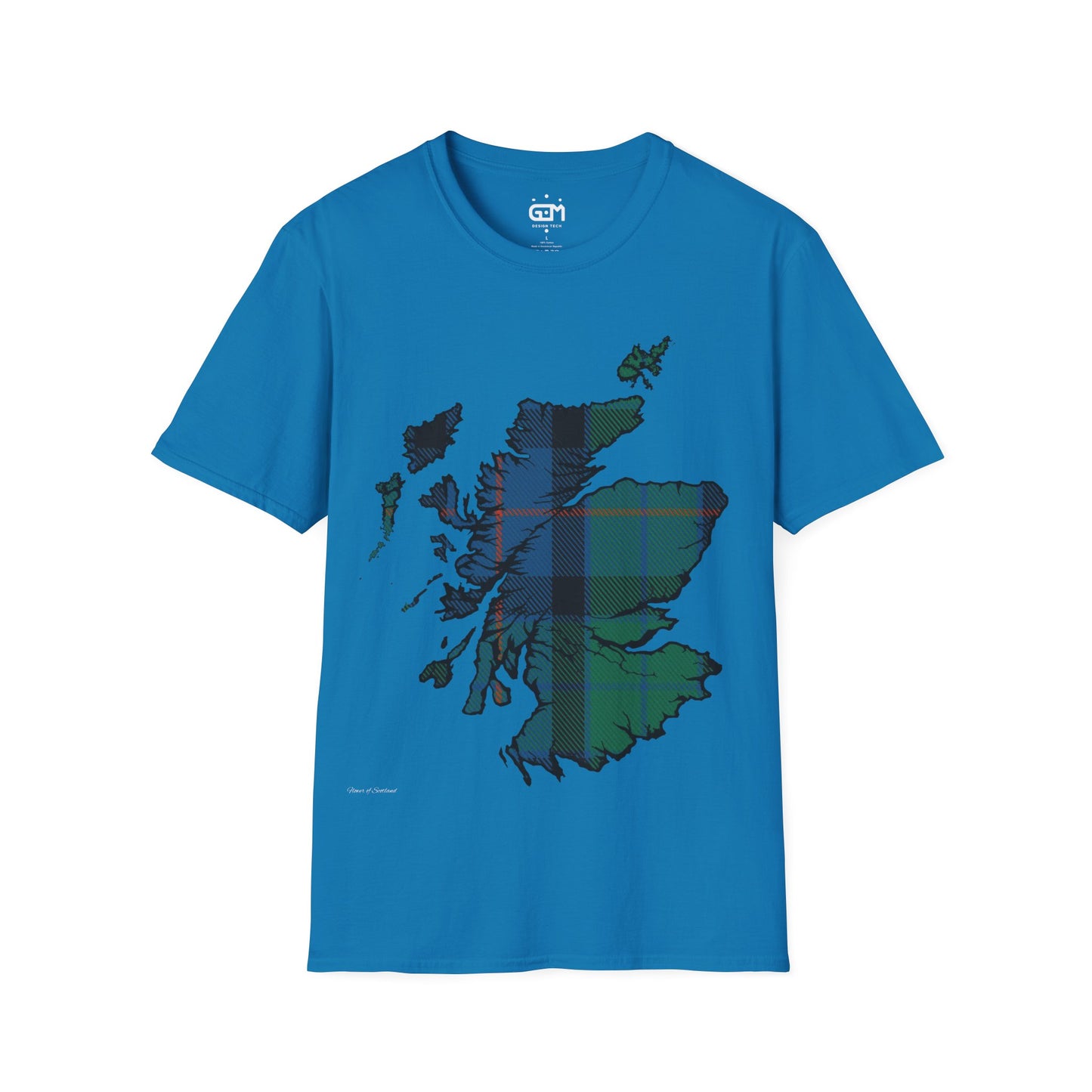 Scotland Tartan Map Softstyle Unisex T-Shirt, Flower of Scotland Tartan, Various Colours