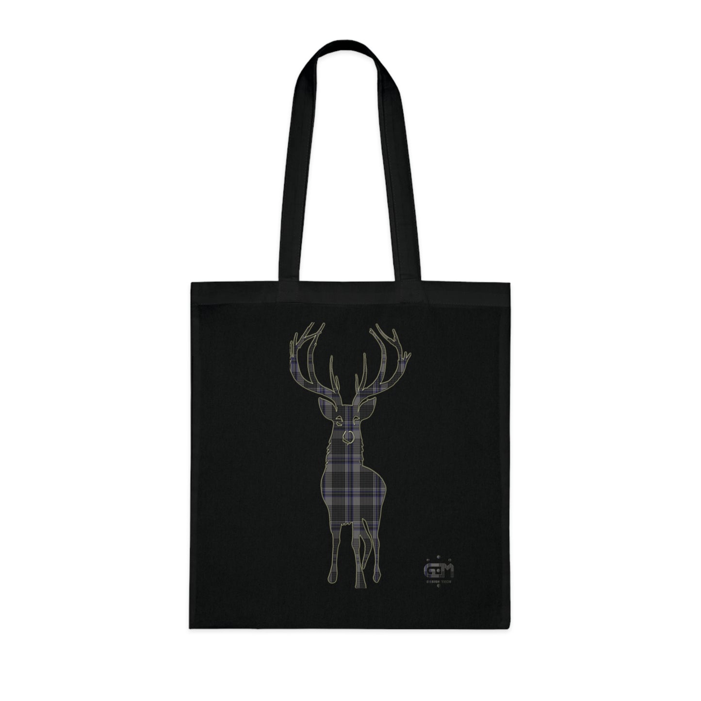 Reversible Scotland Tartan Stag Cotton Tote Bag - Hood Tartan