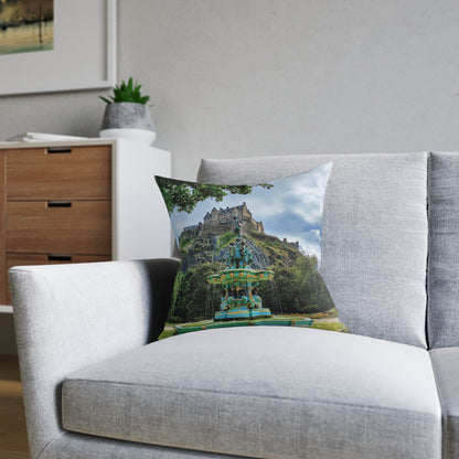 Ross Fountain & Edinburgh Castle Photo Square Cushion, Various Sizes