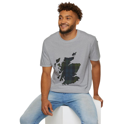 Scotland Tartan Map Softstyle Unisex T-Shirt - Campbell Tartan Tee