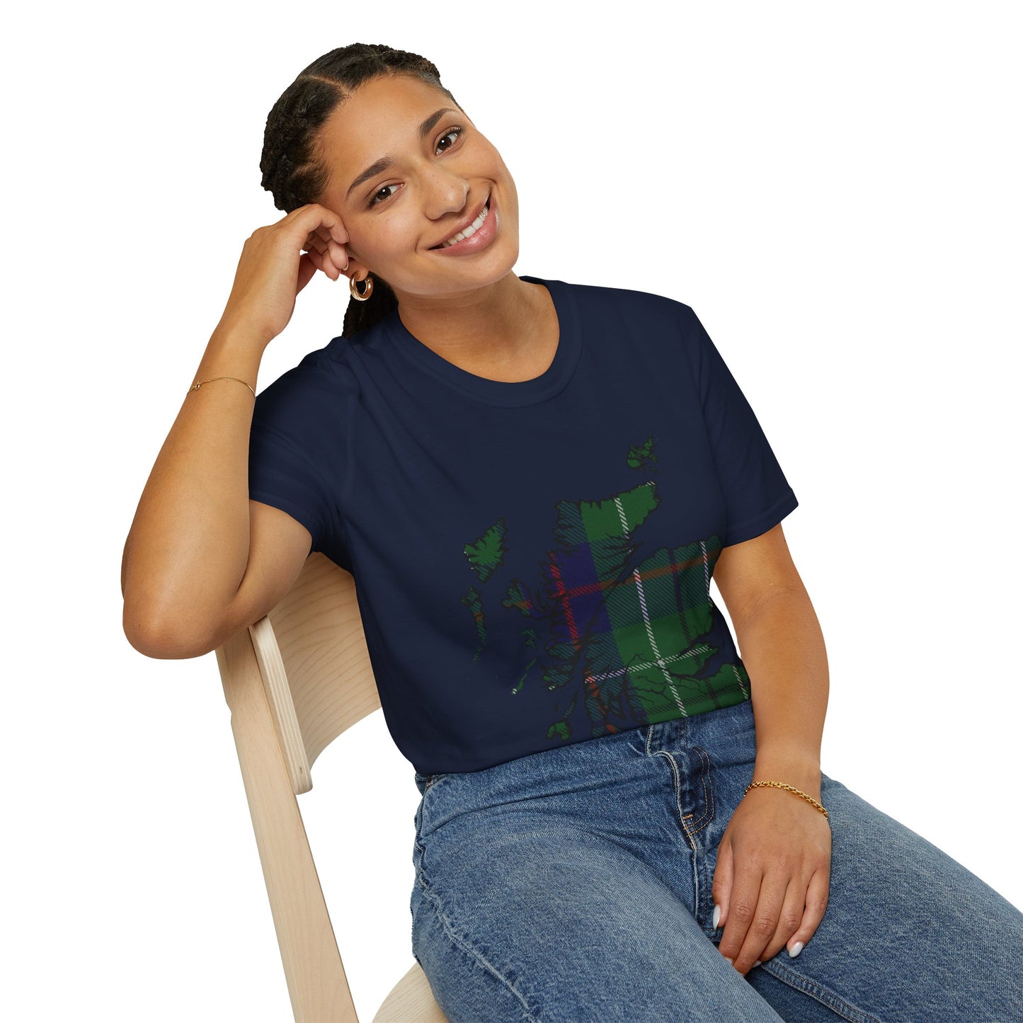 Scotland Tartan Map Softstyle Unisex T-Shirt, Duncan Tartan, Various Colours