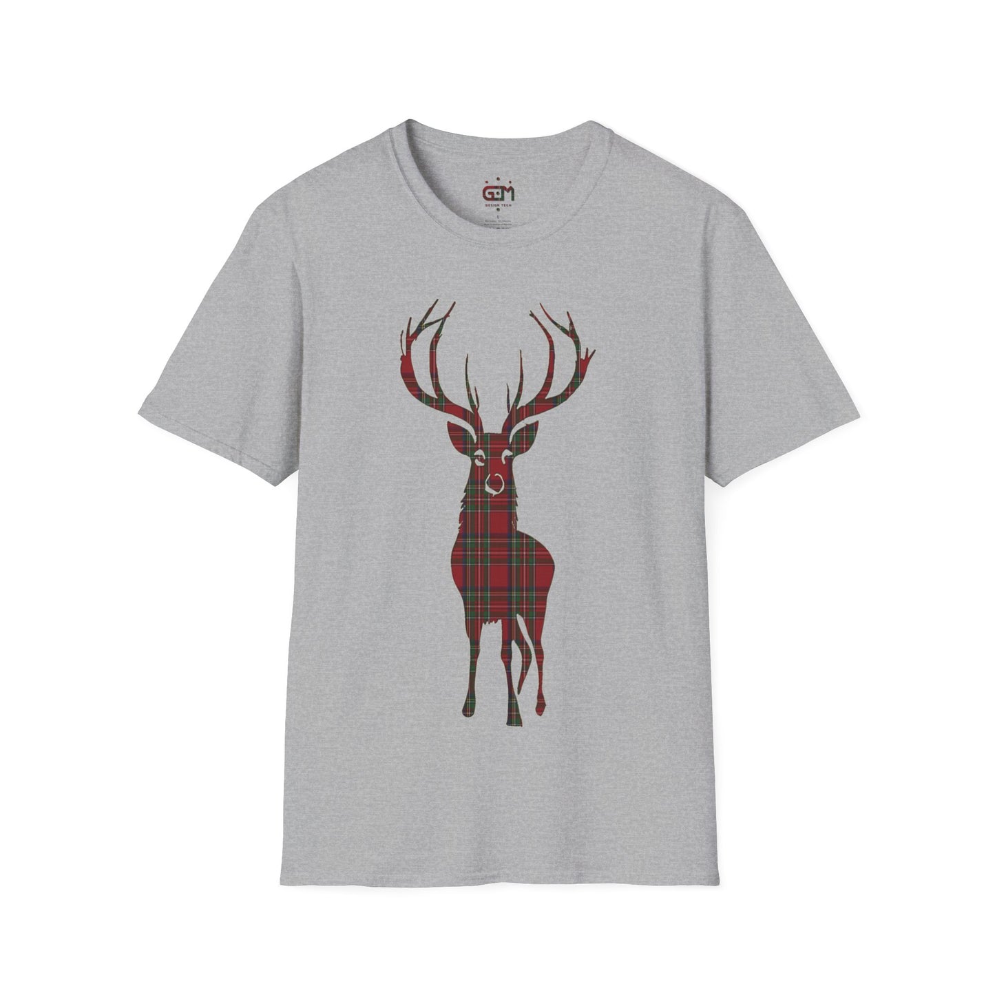 Tartan Stag Softstyle T-Shirt - Stewart Royal Tartan, Unisex Tee, Scottish Scenery, Various Colours