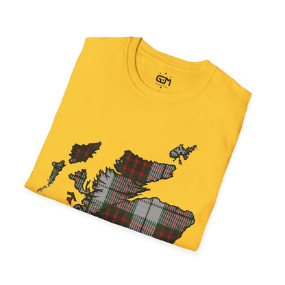 Scotland Tartan Map Softstyle Unisex T-Shirt, Fraser Dress Tartan, Various Colours