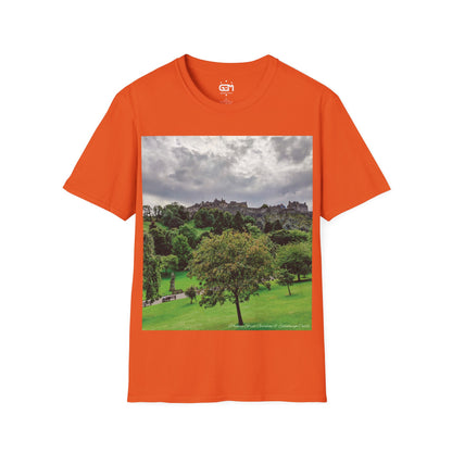 Princes Street Gardens & Edinburgh Castle Photo Softstyle T-Shirt, Unisex Tee, Various Colours