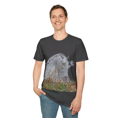 Kelpies with Meadow No Sky Photo Softstyle T-Shirt, Unisex Tee, Scottish Landmarks, Various Colours