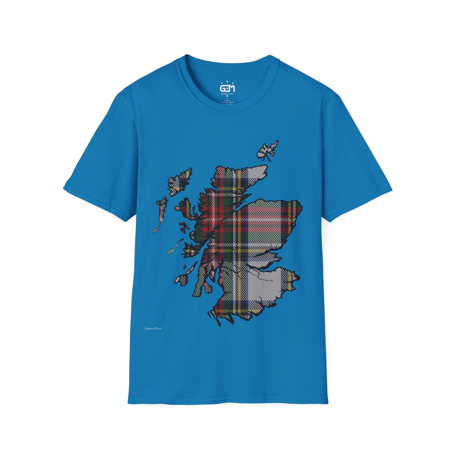 Scotland Tartan Map Softstyle Unisex T-Shirt, Stewart Dress Tartan, Various Colours