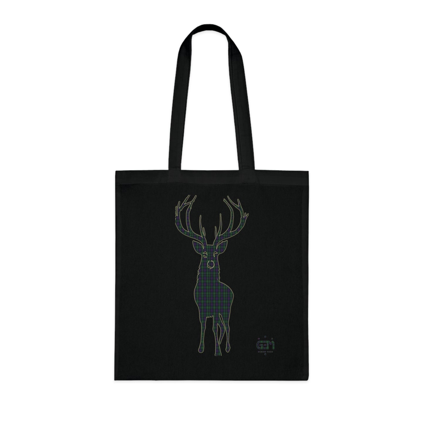 Reversible Scotland Tartan Stag Cotton Tote Bag - Argyle Tartan