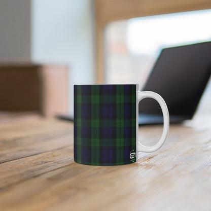 Scottish Tartan Mug 11oz, Black Watch Tartan