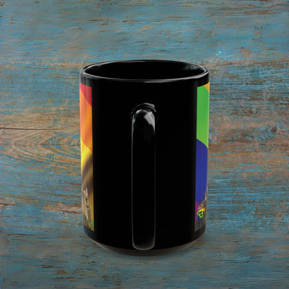 Edinburgh Castle Pride Flag Sky Photo Mug, Black