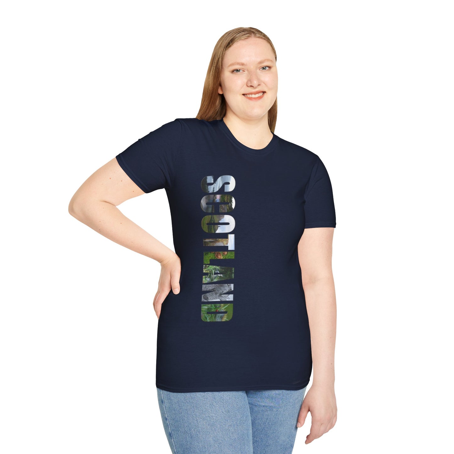 Scotland Photo Lettering Softstyle Unisex T-Shirt, Scottish Landmark Shirt