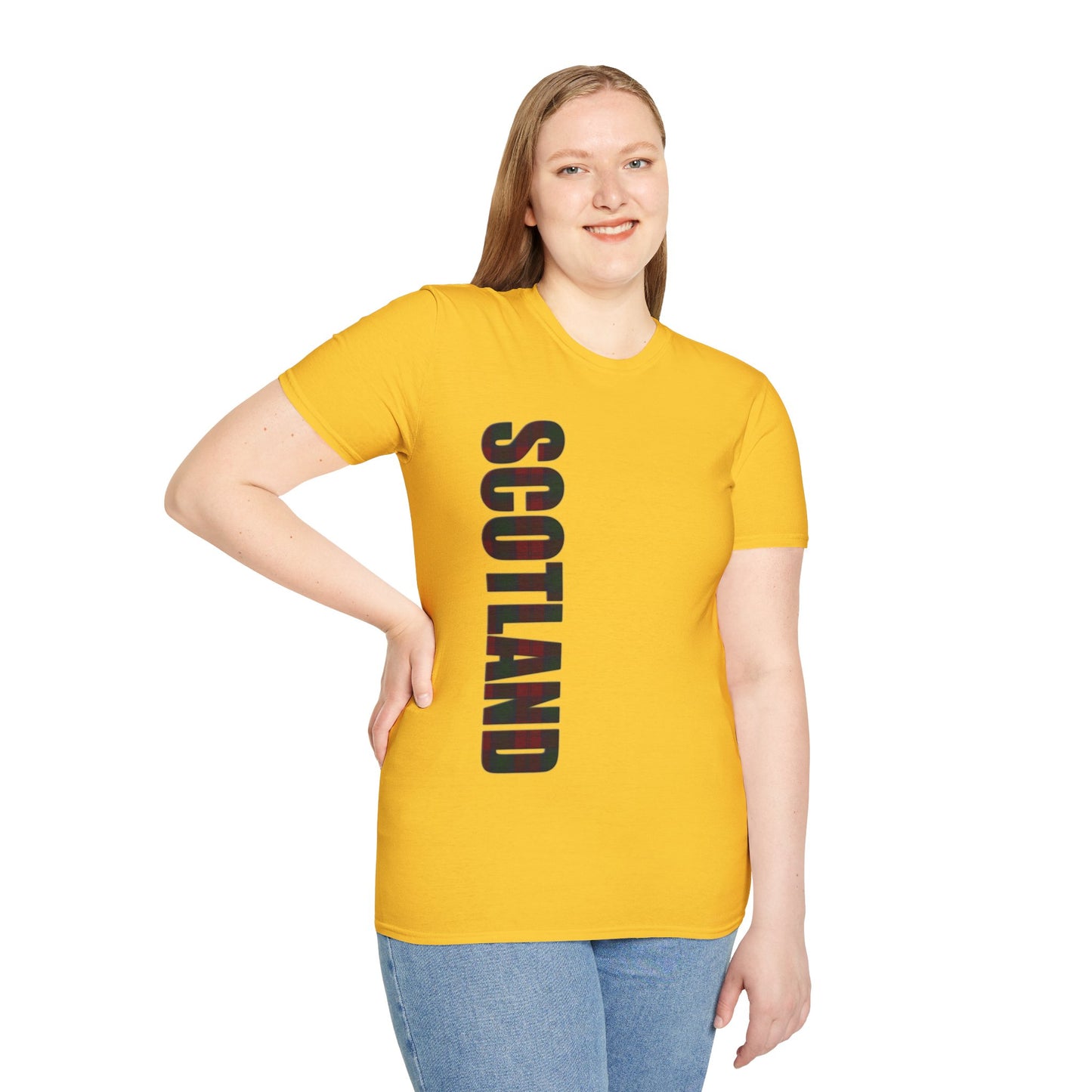 Scotland Lettering Tartan Softstyle Unisex T-Shirt, Lindsay Tartan Tee