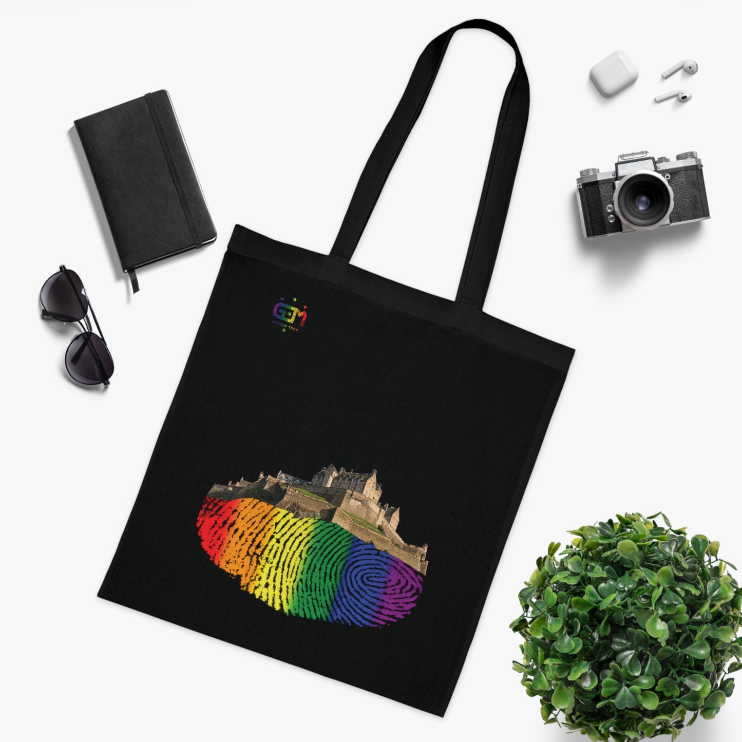 Pride Fingerprint Rock Edinburgh Castle Cotton Tote Bag