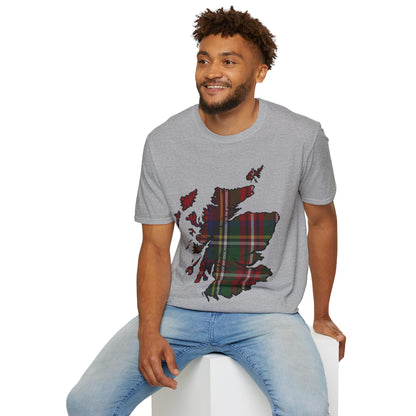 Scotland Tartan Map Softstyle Unisex T-Shirt, Stewart Royal Tartan, Various Colours