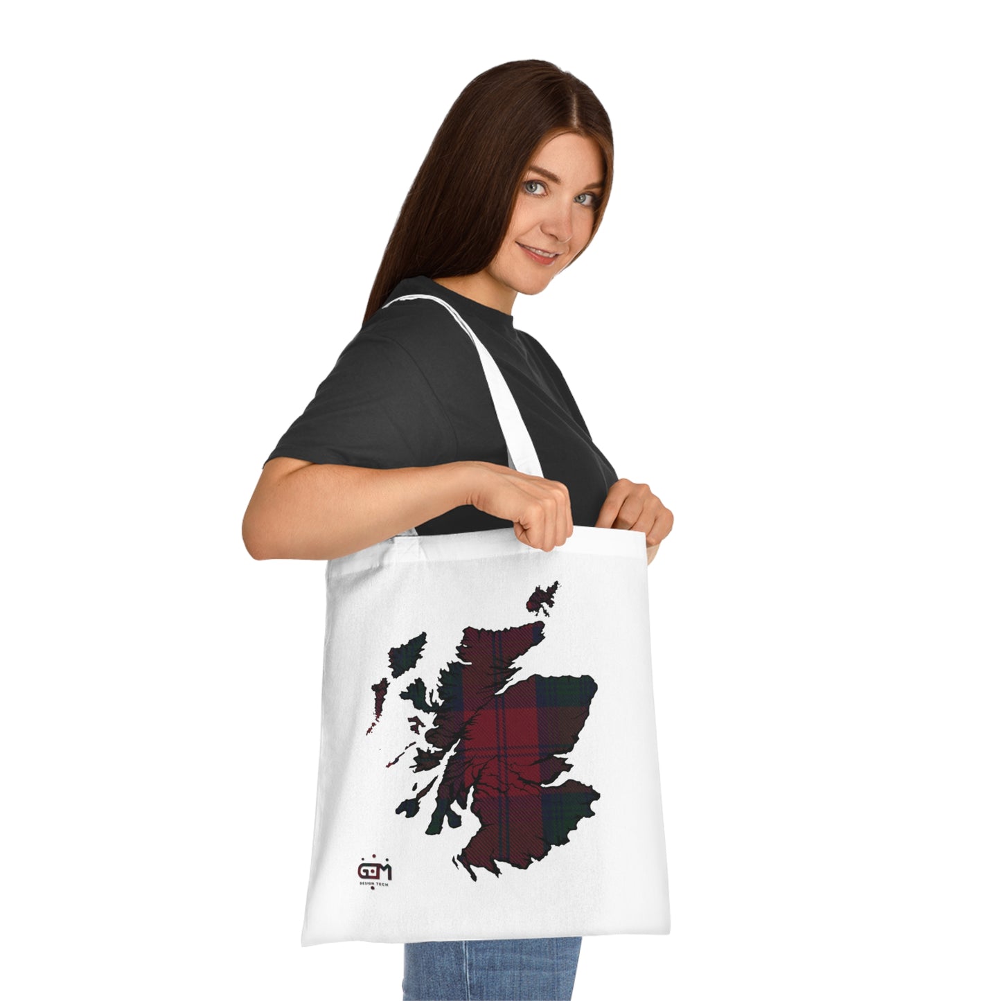 Reversible Scotland Tartan Map Cotton Tote Bag - Lindsay Tartan