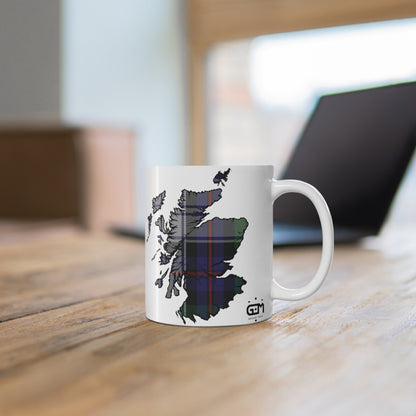 Argyle Dress Tartan Scotland Map Mug, Coffee Cup, Tea Cup, Scotland, White