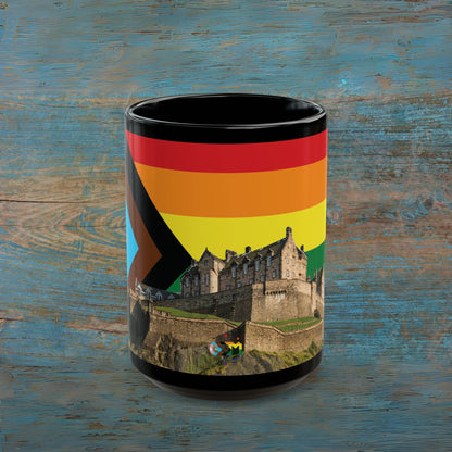 Edinburgh Castle Pride Progress Sky Photo Mug, Black