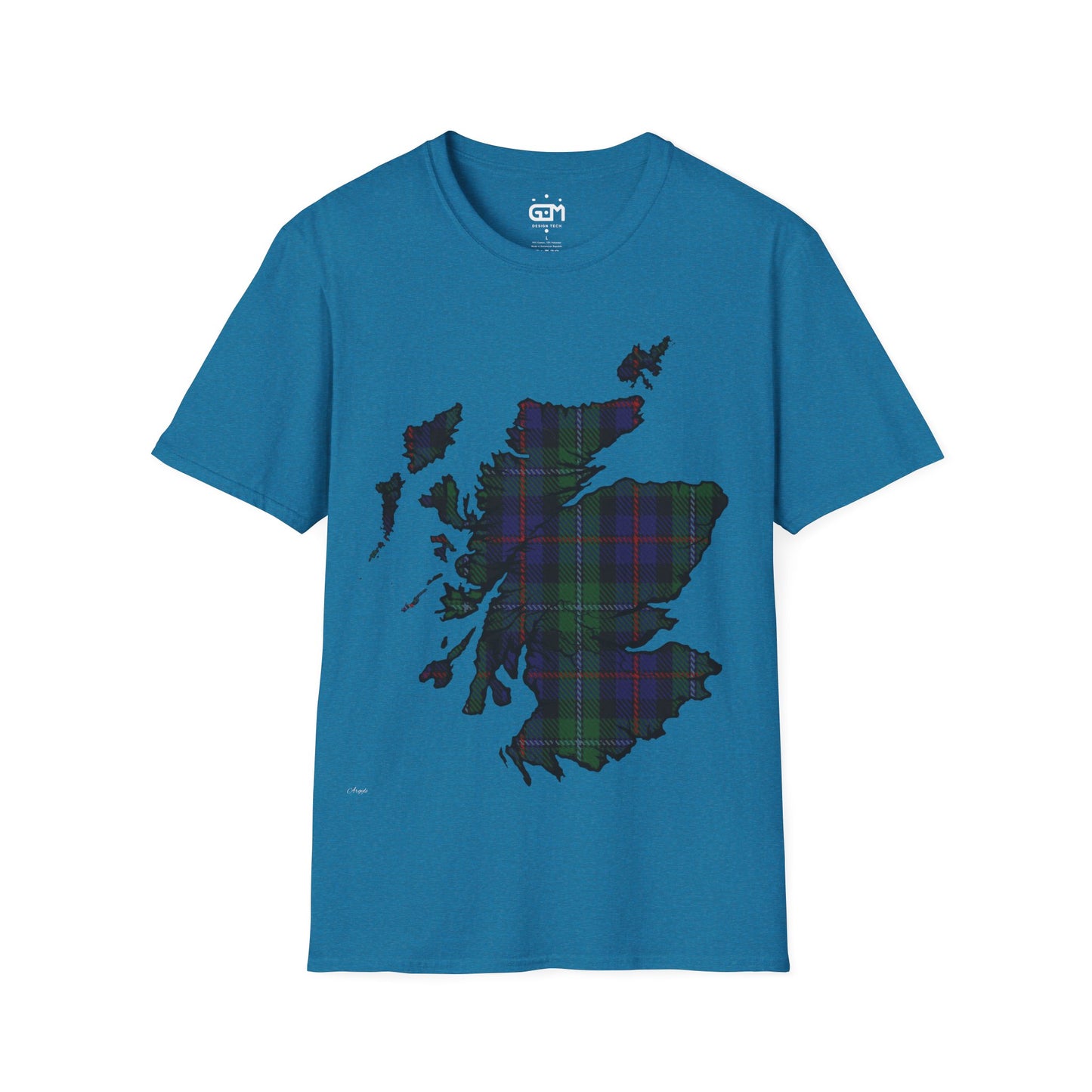 Scotland Tartan Map Softstyle Unisex T-Shirt, Argyle Tartan, Various Colours