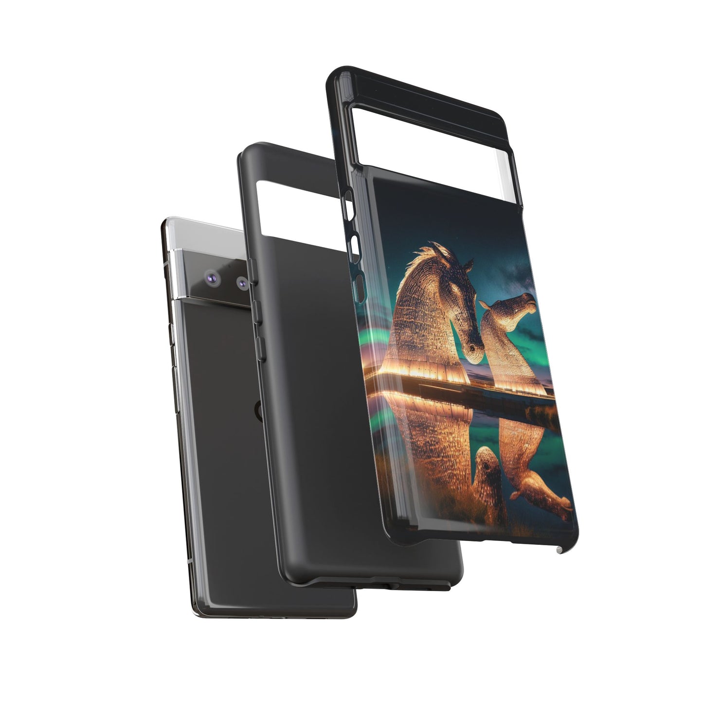 Kelpies Northern Lights Art Phone Case, Scotland, Google