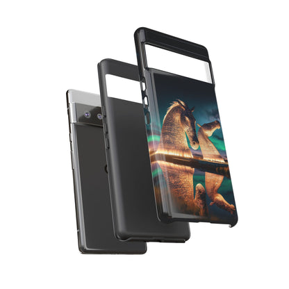 Kelpies Northern Lights Art Phone Case, Scotland, Google