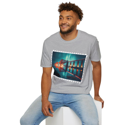 Postcard Forth Rail Bridge Art Softstyle T-Shirt, Unisex Tee, Scotland Shirt, Various Colours