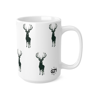 Tartan Stag Mug - Kennedy Tartan, Coffee Cup, Tea Cup, Scotland, White