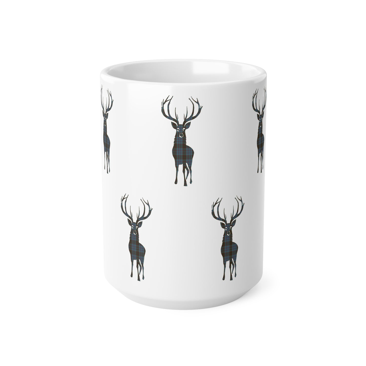 Tartan Stag Mug - Anderson Tartan, Coffee Cup, Tea Cup, Scotland, White