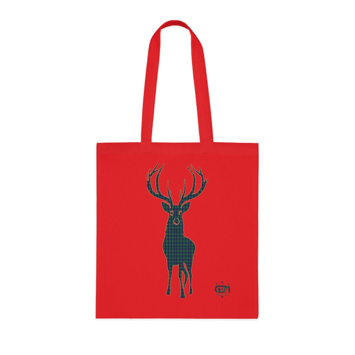 Reversible Scotland Tartan Stag Cotton Tote Bag - Douglas Tartan