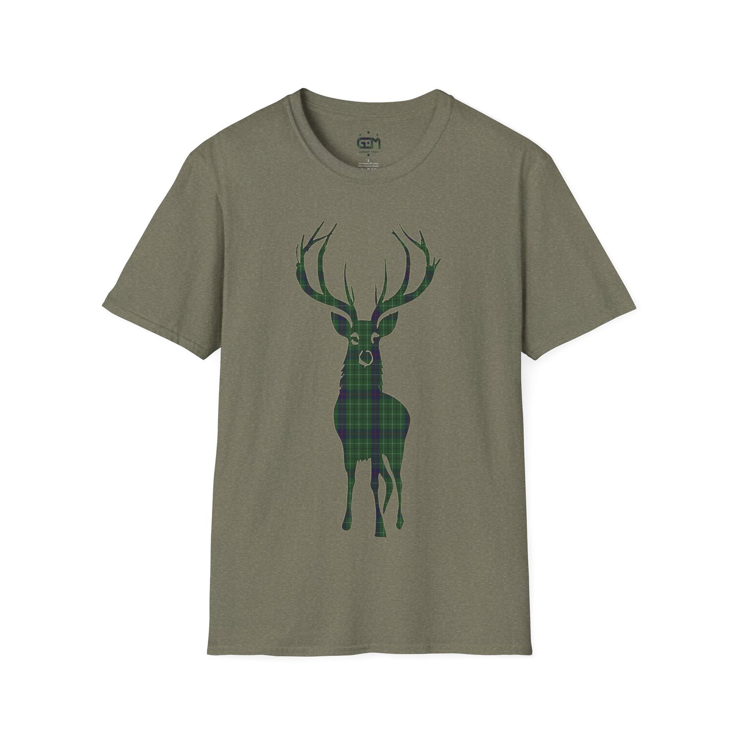 Tartan Stag Softstyle T-Shirt - Duncan Tartan, Unisex Tee, Scottish Scenery, Various Colours