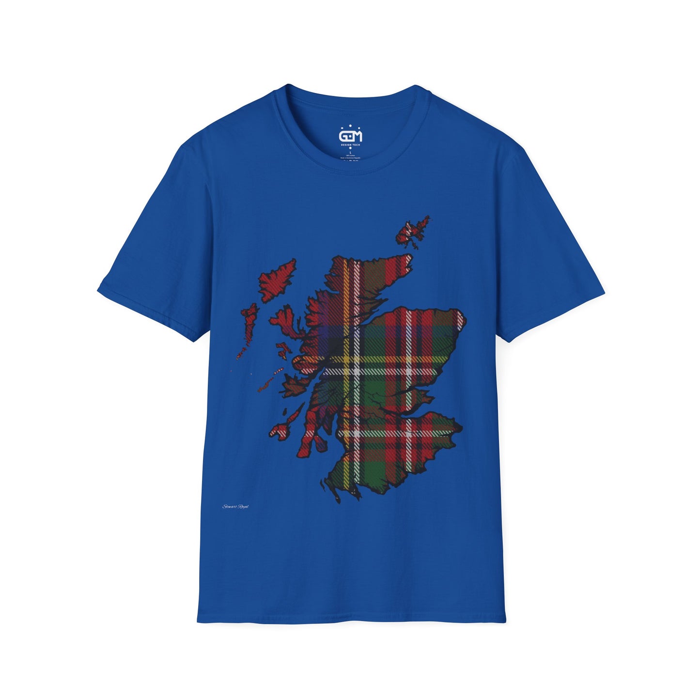 Scotland Tartan Map Softstyle Unisex T-Shirt, Stewart Royal Tartan, Various Colours