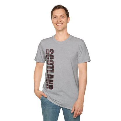 Scotland Lettering Tartan Softstyle Unisex T-Shirt, MacPherson Tartan Tee